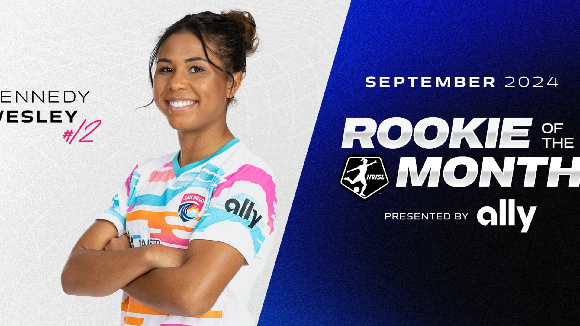San Diego Wave FC Defender Kennedy Wesley Named September Rookie of the Month, presented by Ally