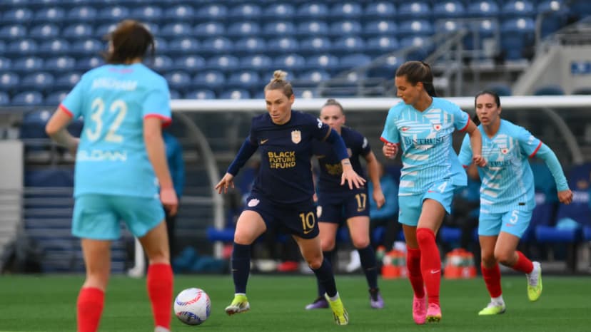  Apr 21, 2024:  Jessica Fishlock (SEA) and Jenna Bike (CHI) 
