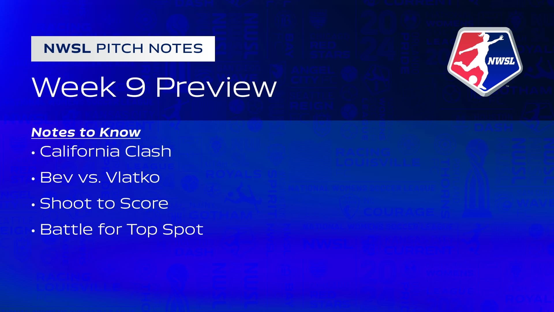 Week 9 Preview: NWSL Pitch Notes