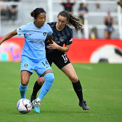  Sep 15, 2024: Yuki Nagasato (HOU) and Andi Sullivan (WAS) 